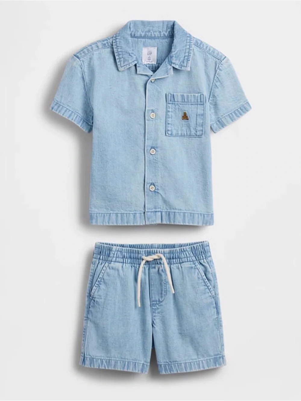 GAP Light Blue Denim Kids Matching Shirt & Shorts Set